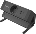 Fellowes ampra power desk – surface-mounted power supply for desk – 1x socket + USB-A USB-C – desktop clamp 10–45 mm – 2m cable – 5 year warranty-0