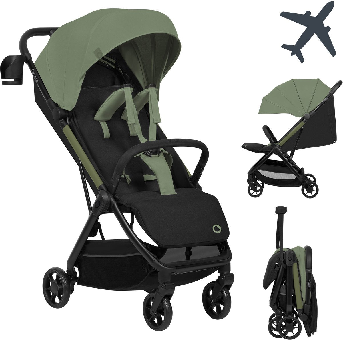 Lionelo julie air - ultra-light buggy - travel buggy - auto-folding compact - only 7.5 kg - travel hand luggage - adjustable backrest to reclining position - xxl sunshade with UPF50+ - maintenance-free wheels - from 6 months to 22 kg - stroller-0