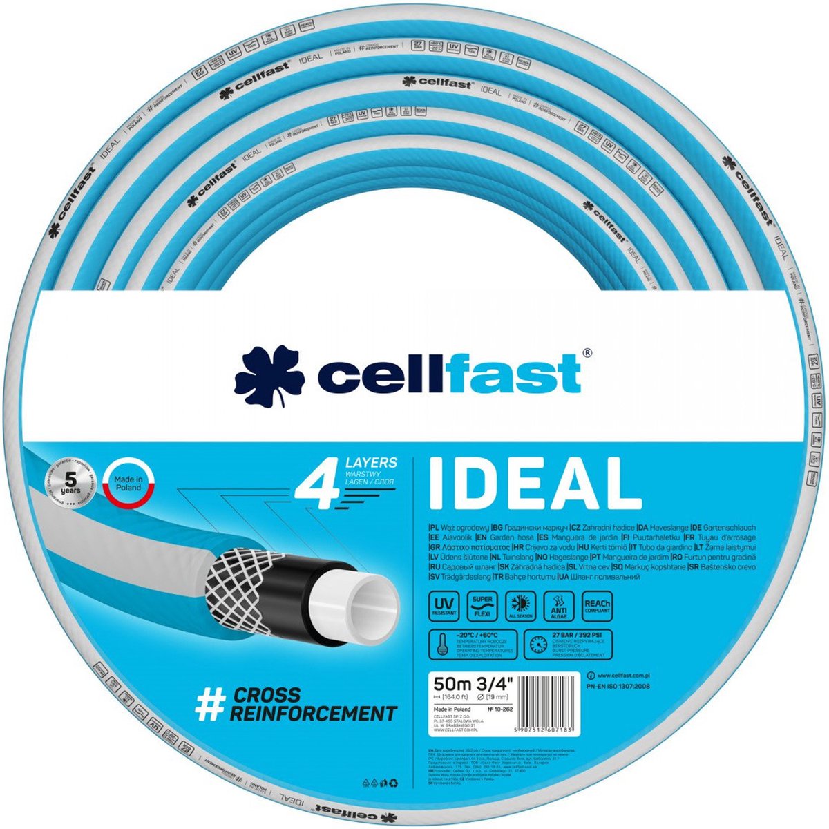 Cellfast ideal - garden hose 4 layers - 3 4 - 50m - blue-0