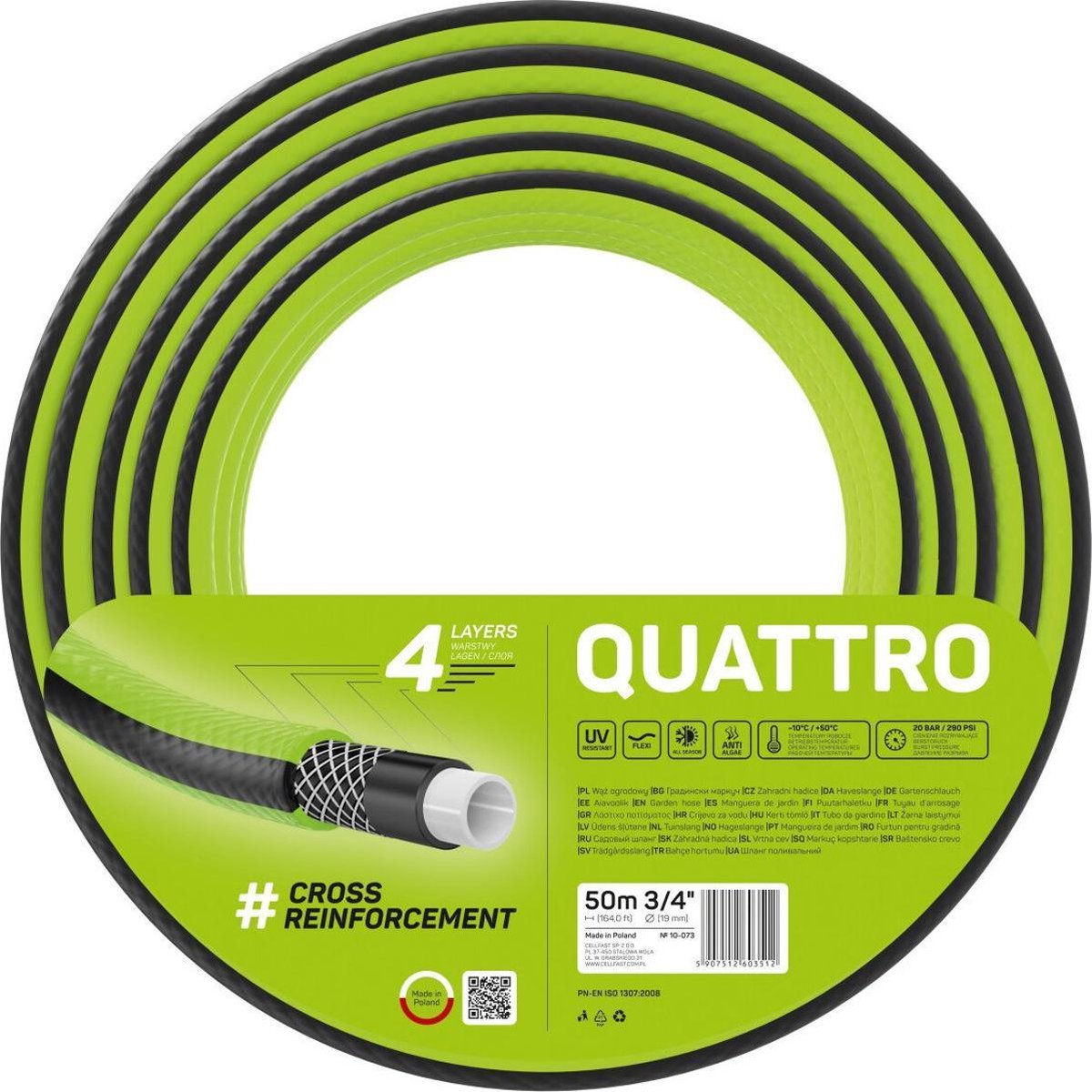 Cellfast garden hose quattro 3 4 - 50m 4 layers braided crosses-0