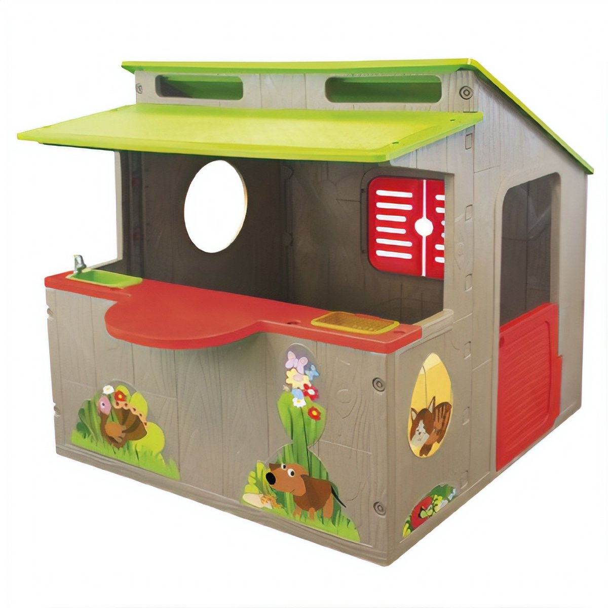 Paradiso toys Kiosk Playhouse 139 x 118 cm Brown green red-0