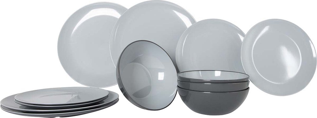Gimex - vivid line - tableware - gray - 12 pieces-0