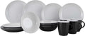 Gimex - solid line - tableware - black and white - 16 pieces-0