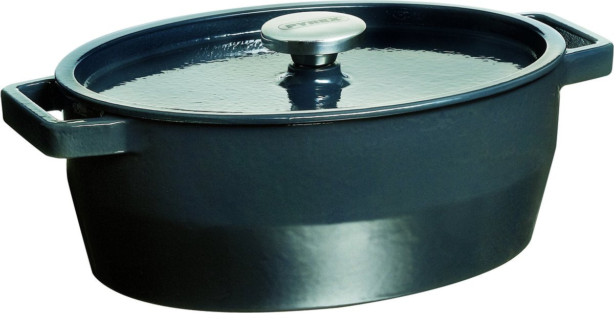 Pyrex slow cook casserole oval - cast iron - 5.8 liters - gray-0