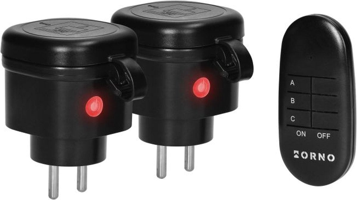 Orno set of wireless mini - sockets - switch set with remote control for outdoors - 2 pieces - ip44-0