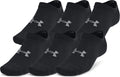 Under armor ua essential no show 6pk unisex sports socks - black - gray-0