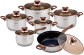 Kinghoff 1768 - pan set - 12 pieces - high-quality stainless steel - thermal base-0