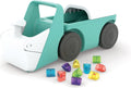 Chillafish walker 1 year with 10 play blocks - blue green - walker for boys and girls up to 3 years - lightweight toy with excavator simulation and storage space - very stable with 4 wheels - model blockie-0