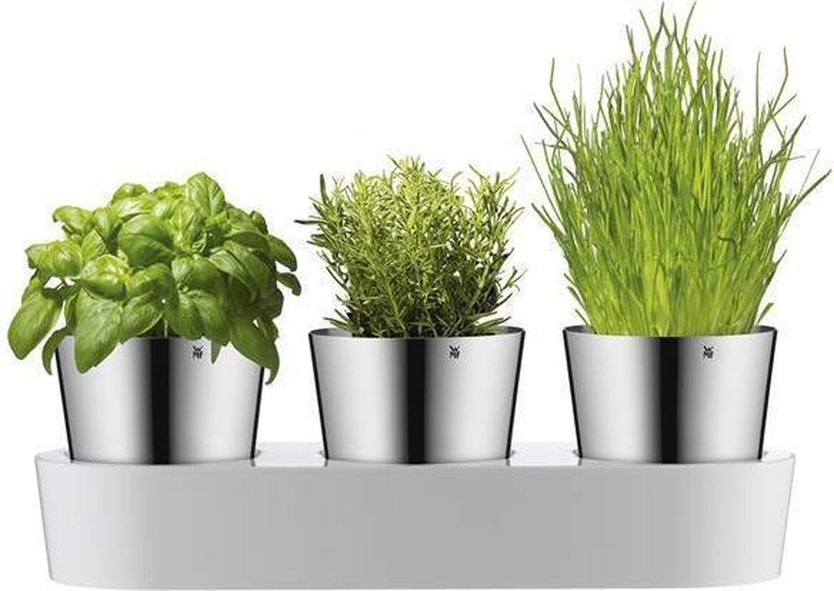 WMF gourmet herb garden - herb pot - 3-piece - stainless steel - modern design-0