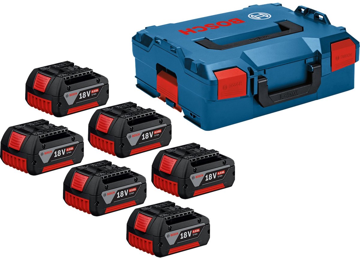 Bosch professional battery set 18v 4.0ah 6-piece in l-boxx - 1600a02a2s-0