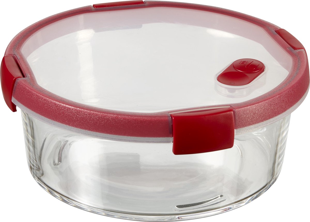 Curver smart cook glass food container round - 1.2l - red-0