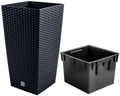 Prosperplast rato square - flower pot - anthracite - sleek shape - durable material - 40x40x75 cm-0