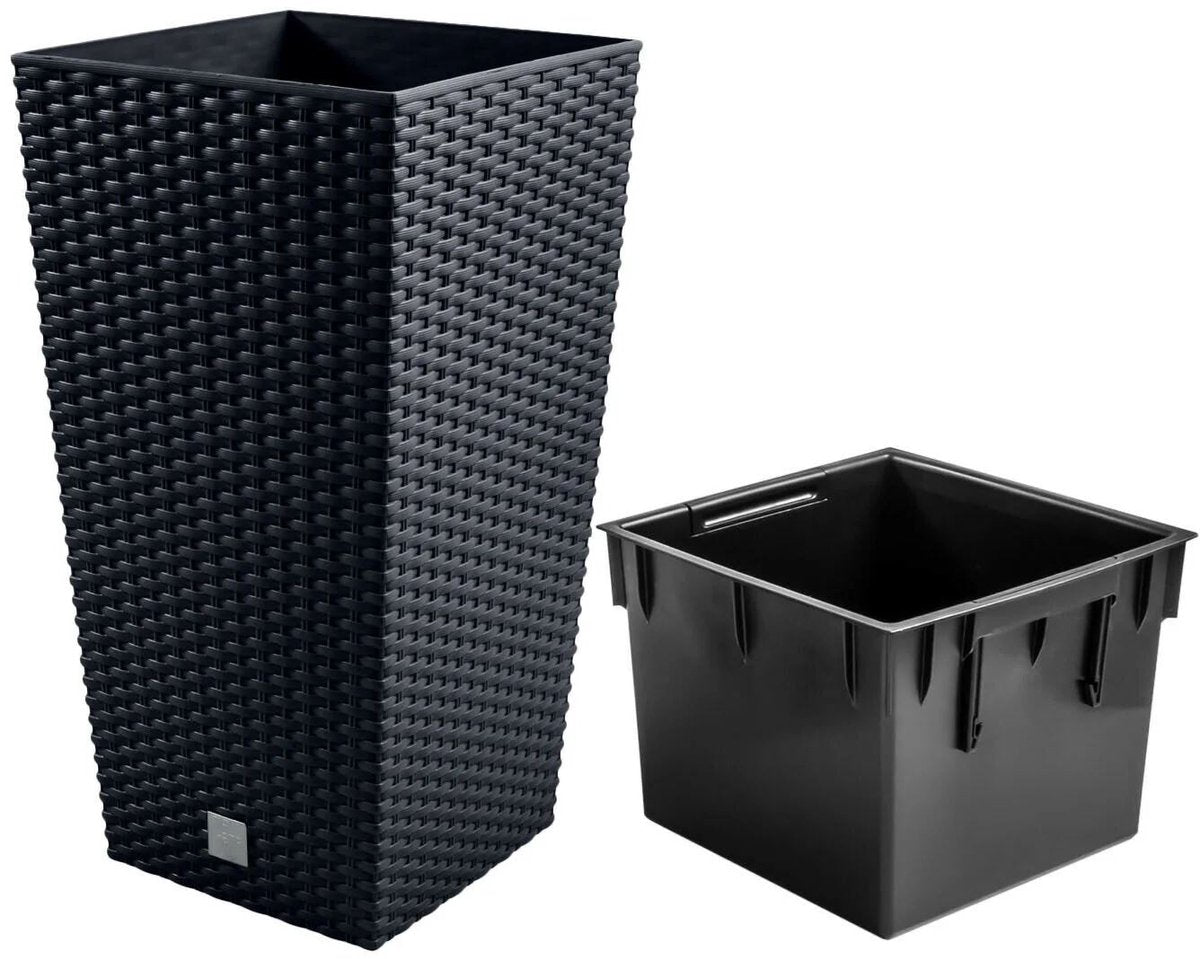 Prosperplast rato square - flower pot - anthracite - sleek shape - durable material - 40x40x75 cm-0