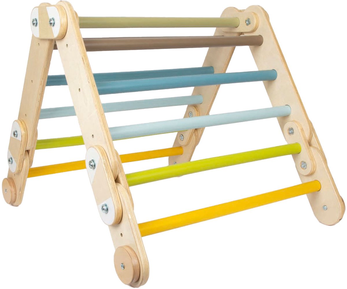 Small foot - wooden climbing frame 2in1 triangle and adventure wall rack-0