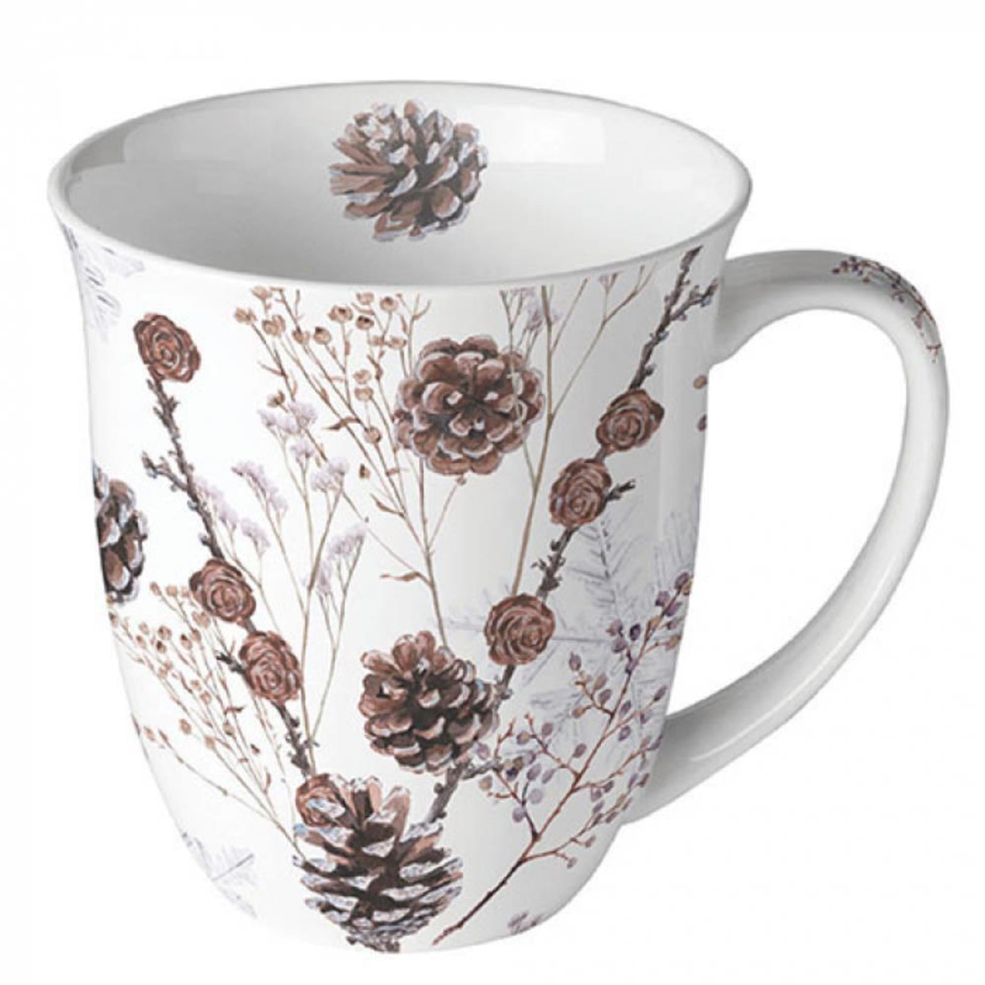 Ambiente mug 400ml pine cones white-0