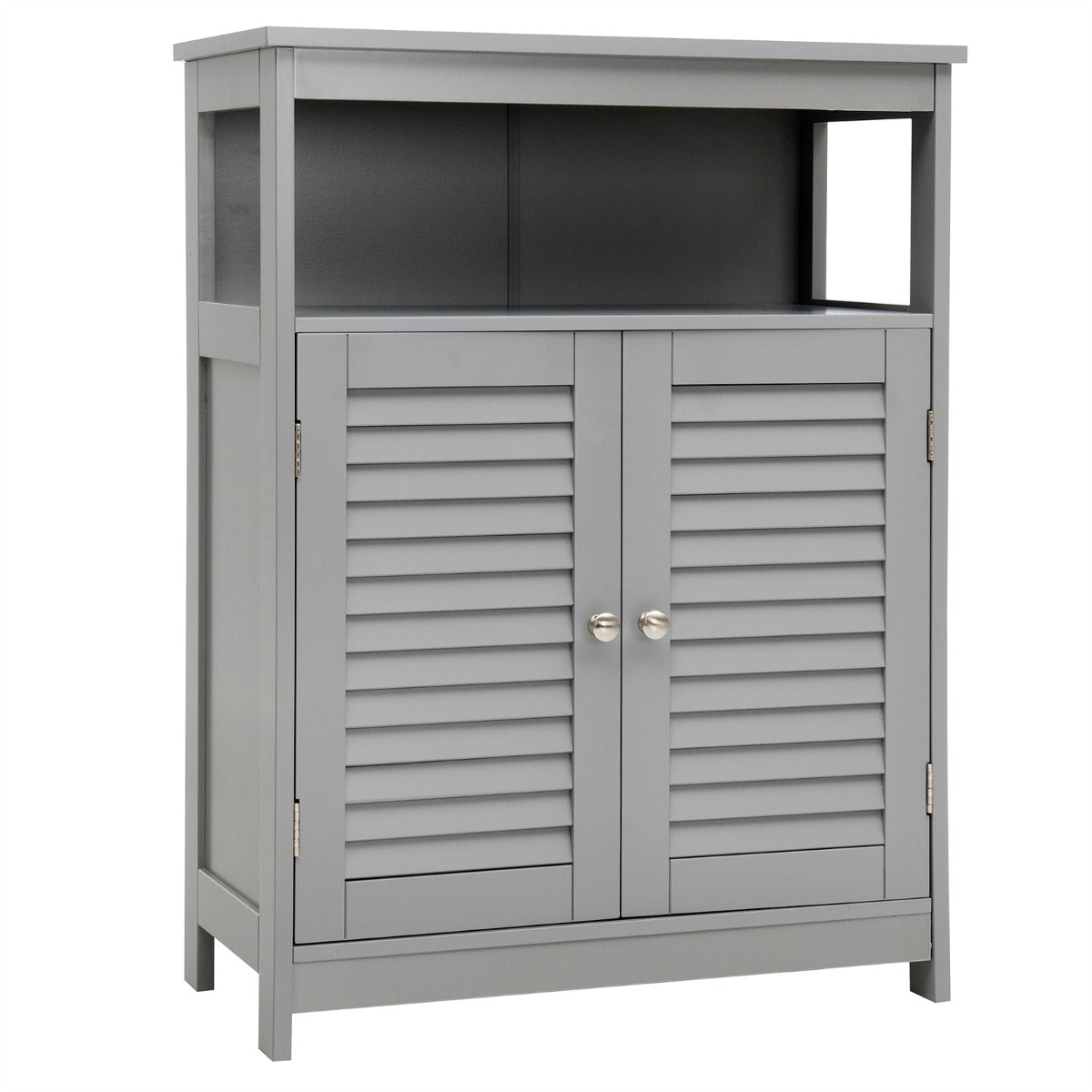 NNECW Storage Cabinet with Lamellar Doors and Shelf for Bathroom