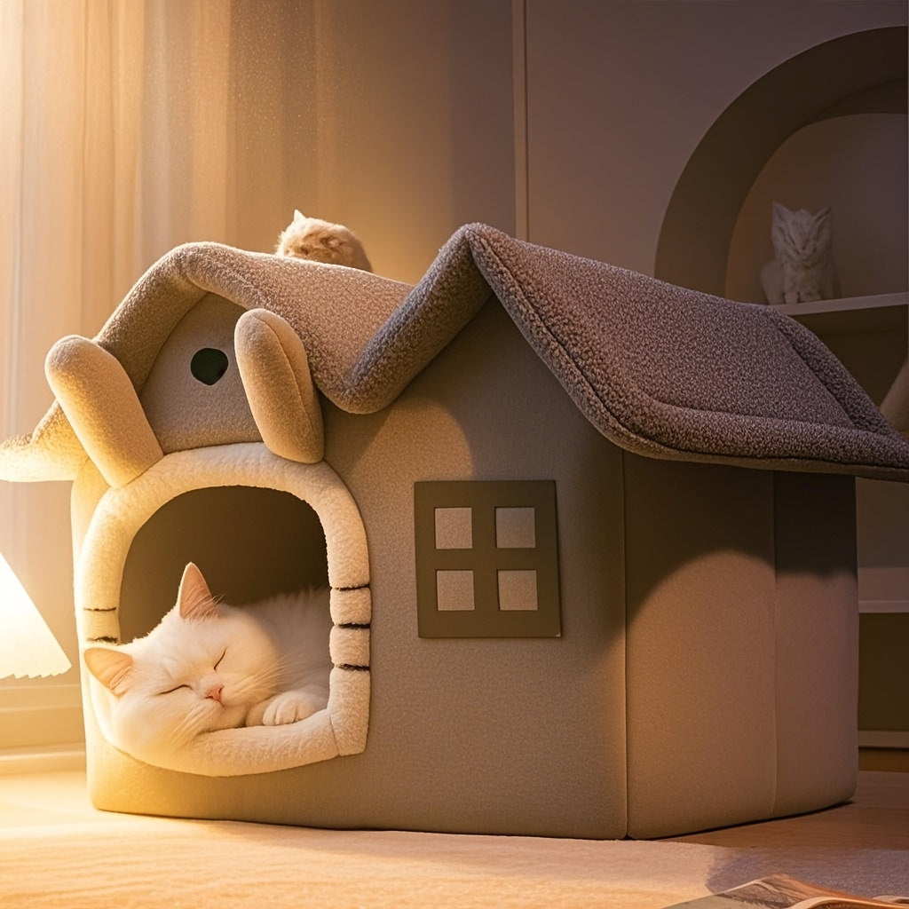 NNETM Classic Soft Cat House Bed for Small Pets-3