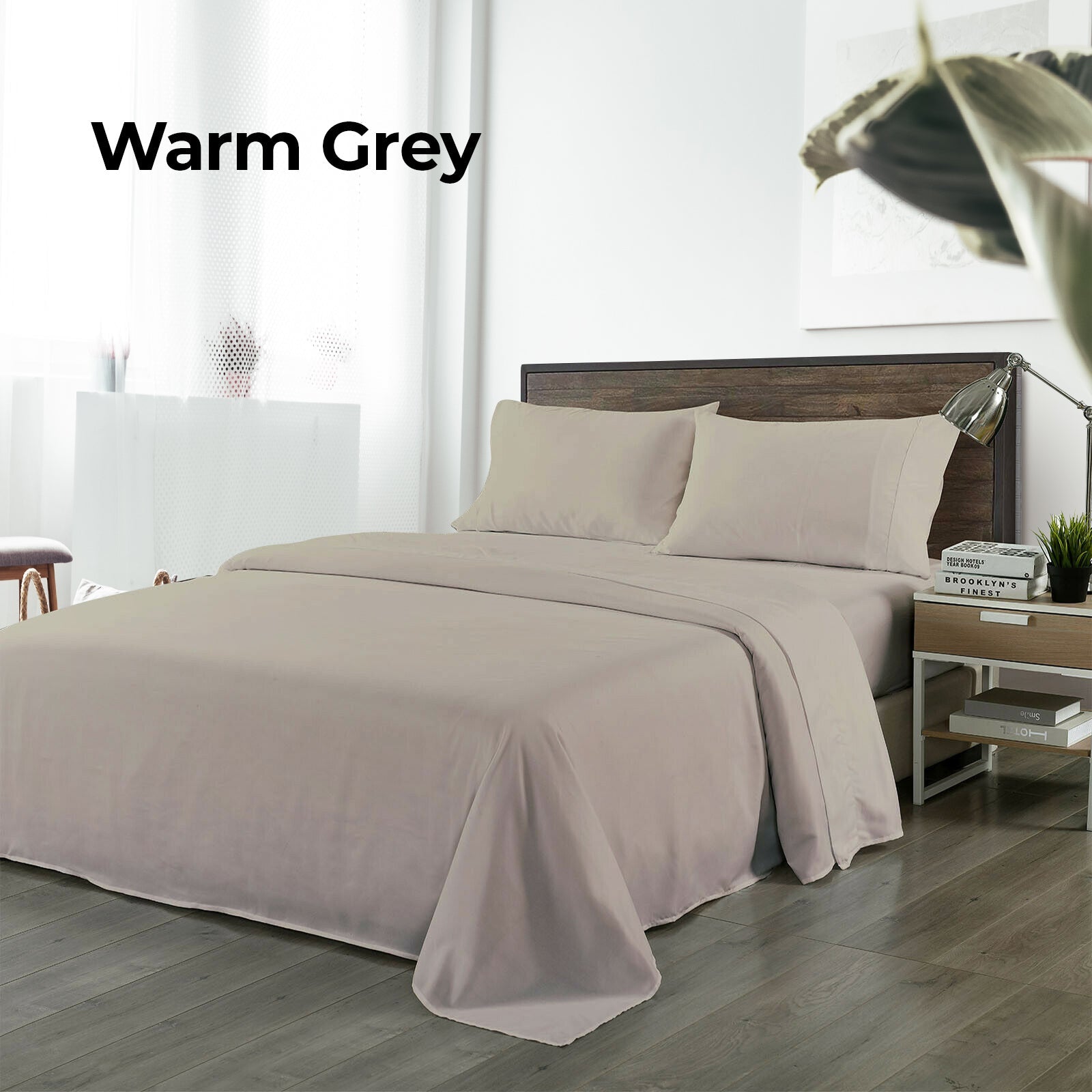 Royal Comfort Blended Bamboo Sheet Set Warm Grey - Double-3