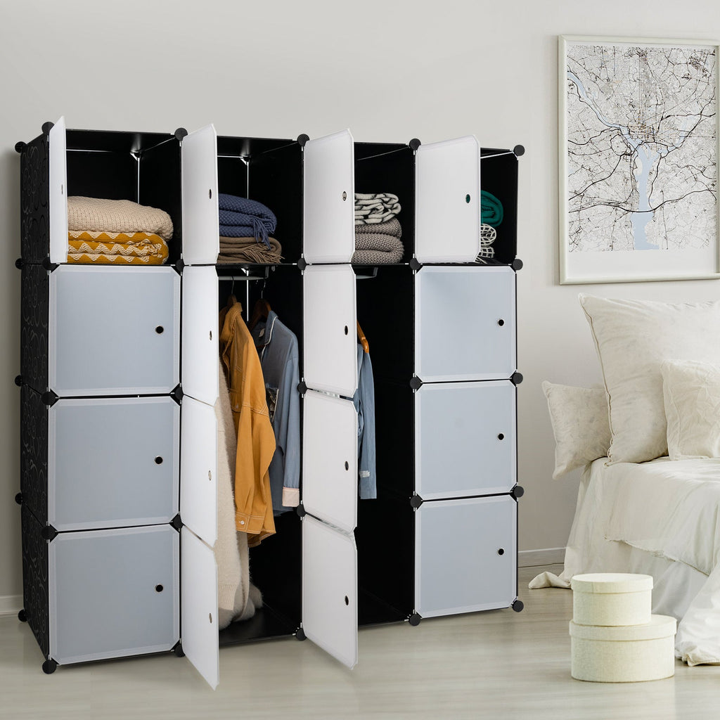 NNETM Storage Wardrobe Closet with Hanging Rods