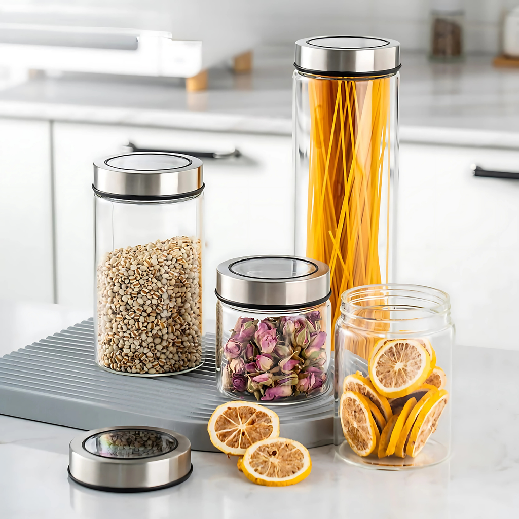 Glass Storage Jar – 1300ml with Clear Stainless Lid