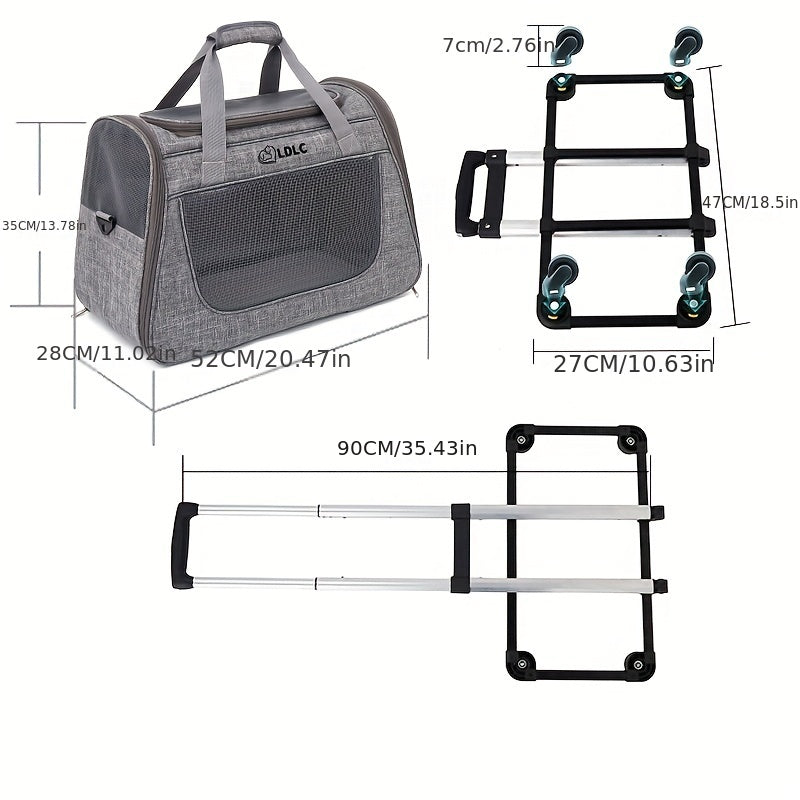 NNETM Pet Rolling Carrier with Detachable Wheels-2