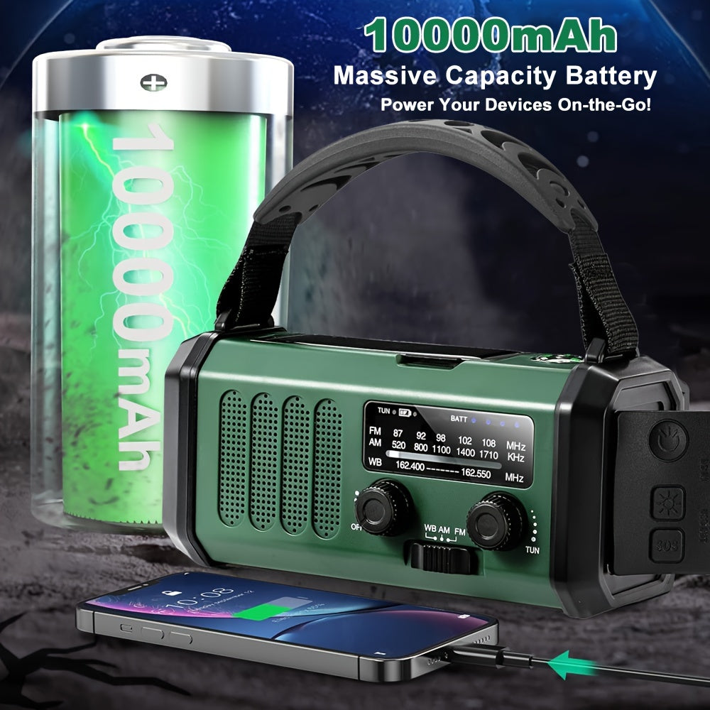 NNETM 10000mAh Solar-Powered Emergency Radio with Flashlight