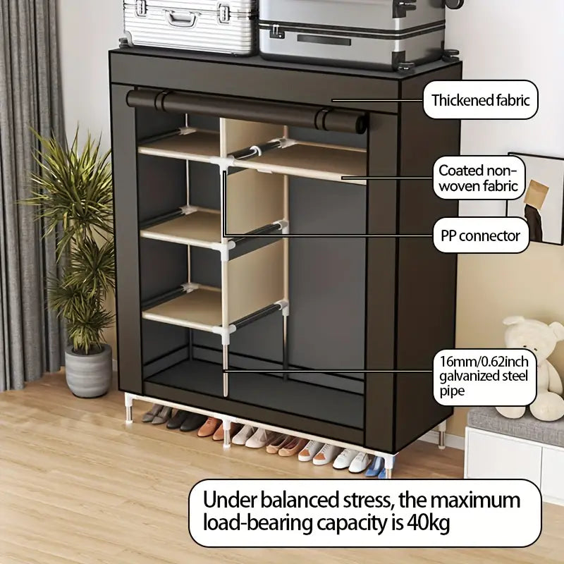 NNETM Modern Clothes Storage Wardrobe with Dustproof Cover