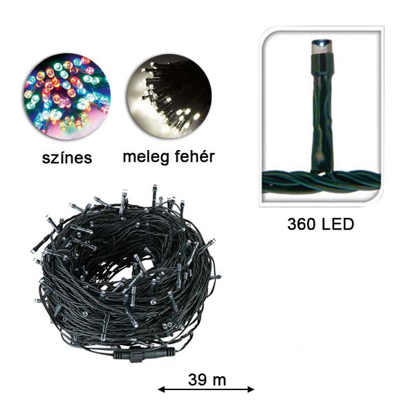 LED fényfüzér választható méretben és színben-360 LED-es -melegfehér-1
