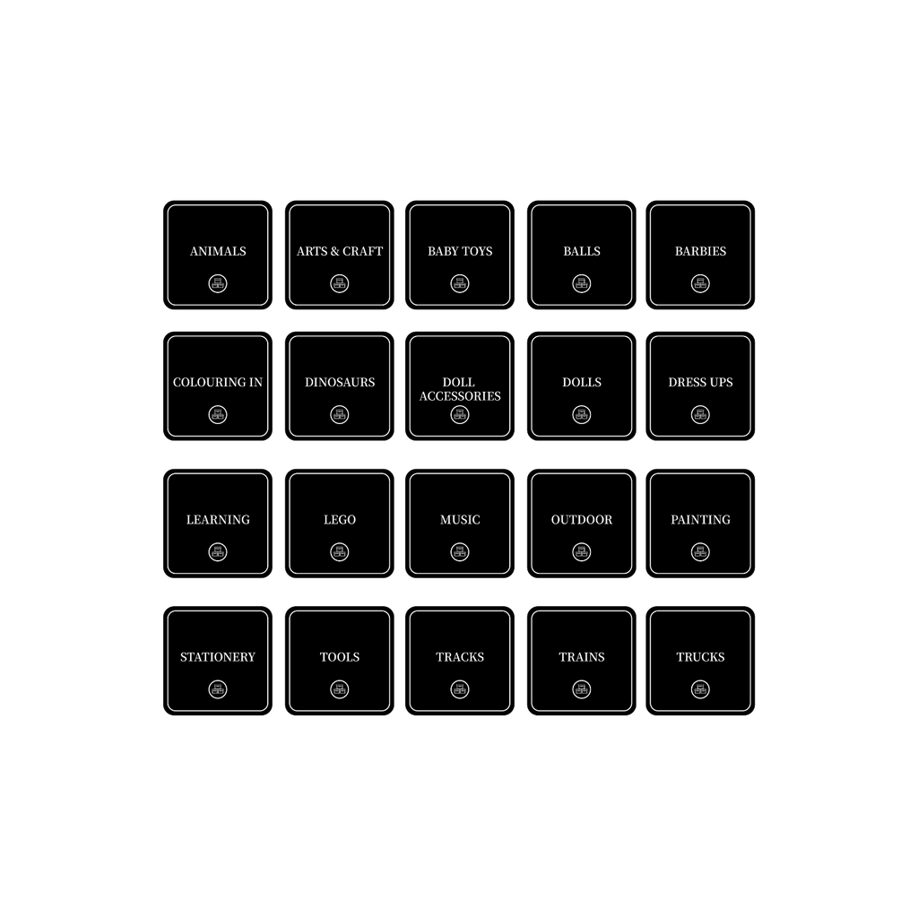 Toy Room Organisational Stickers – 36 Pack – Square-0