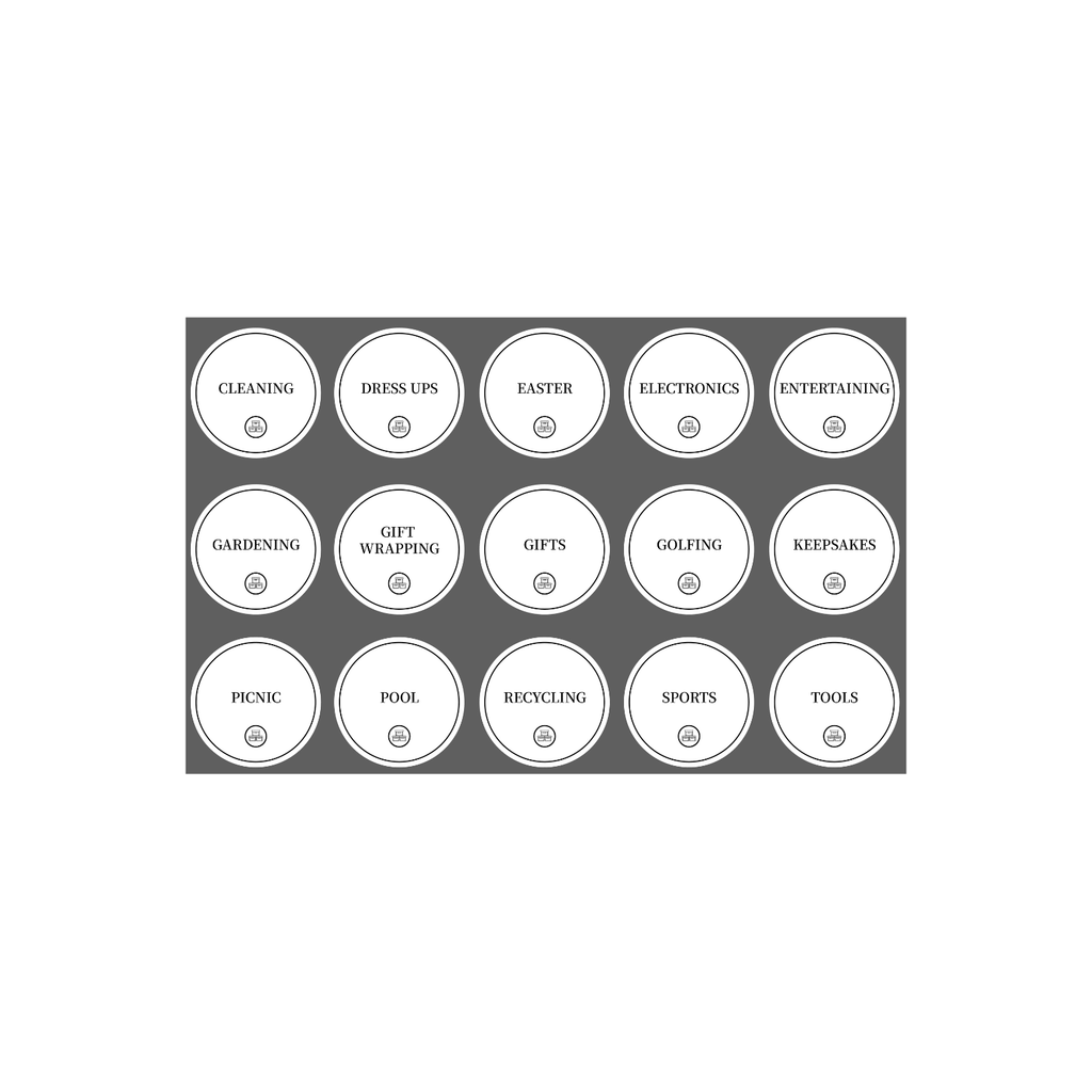 Garage Organisation Stickers – 32 Label Pack Round-4