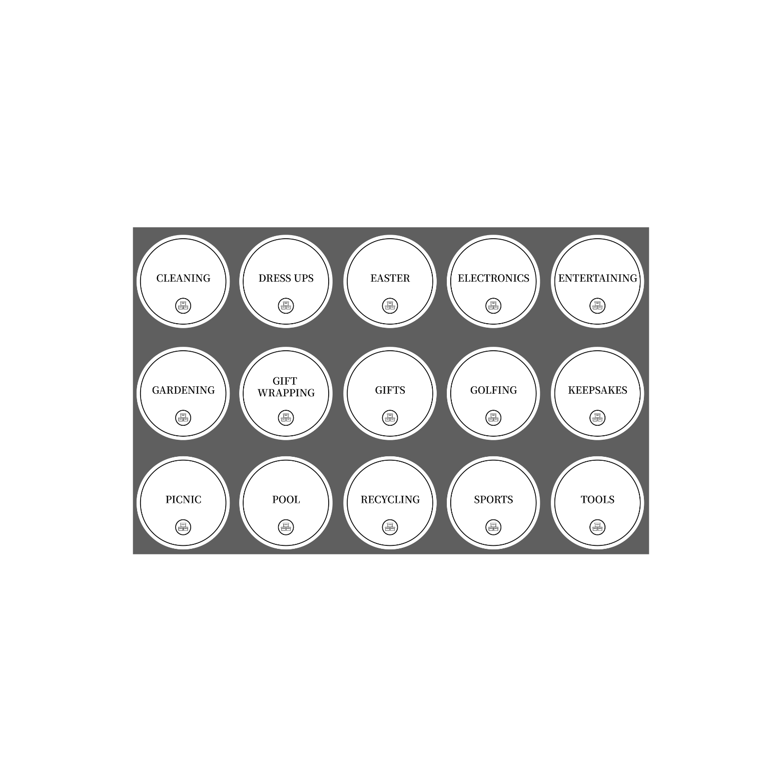 Garage Organisation Stickers – 32 Label Pack Round-4