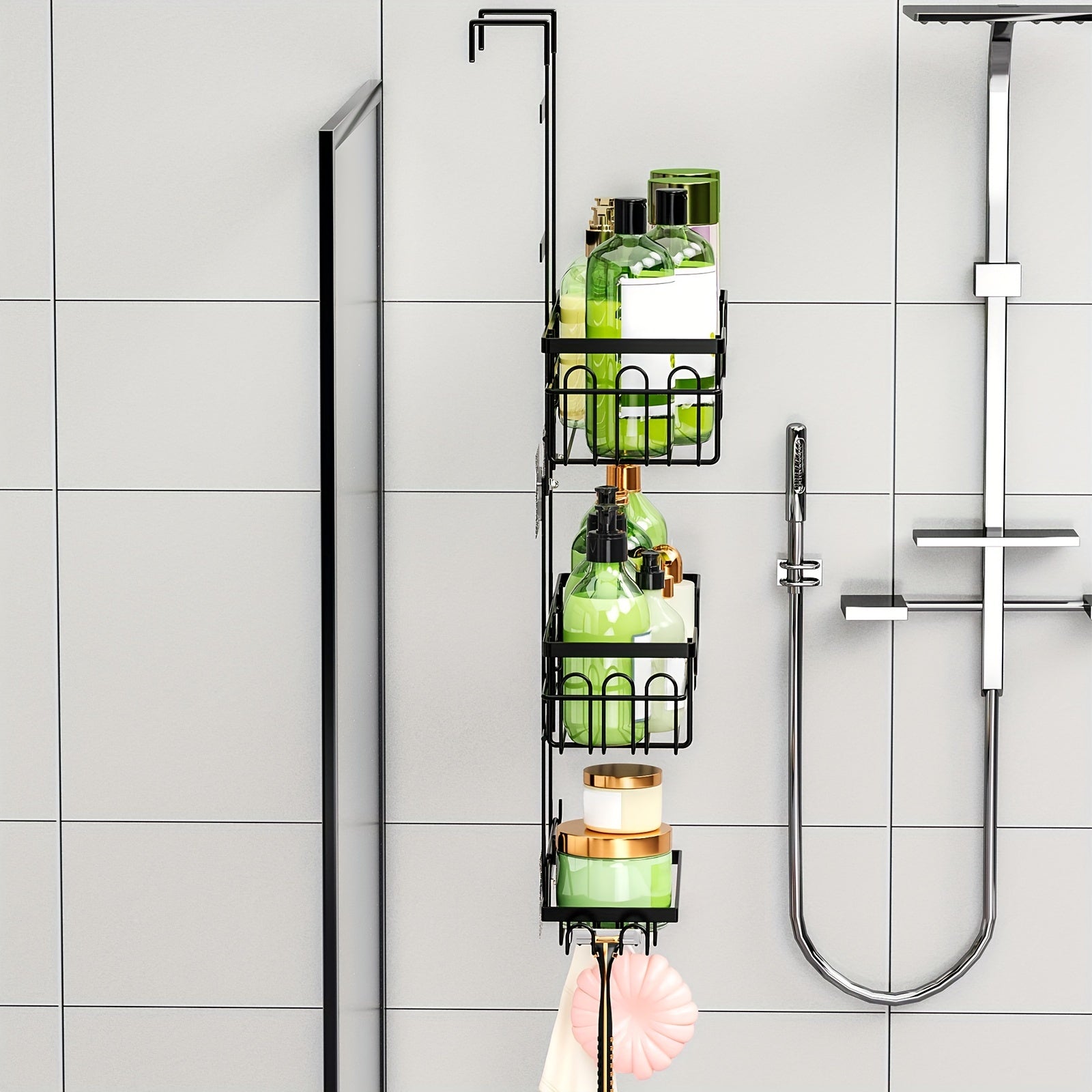 NNETM 3-Tier Over-the-Door Rustproof Bathroom Shower Caddy