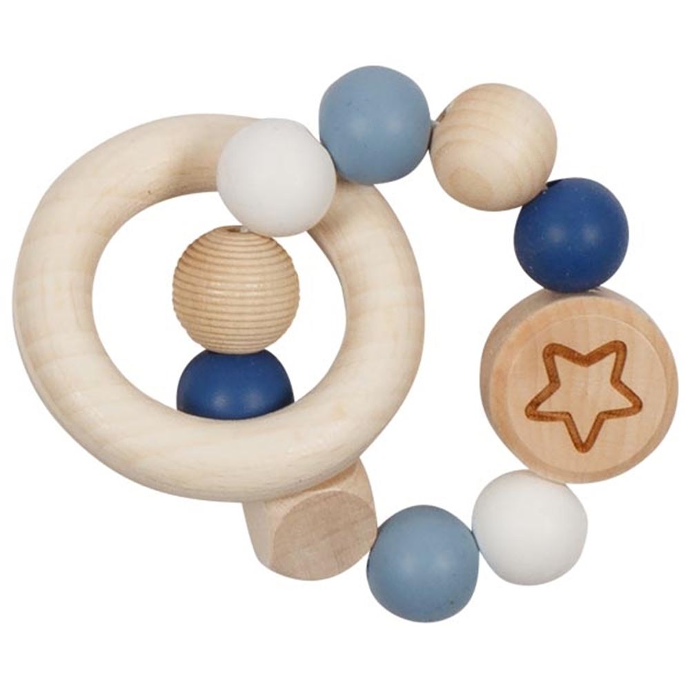 Goki wooden grab ring star blue-0