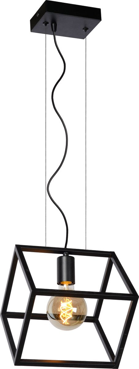Lucide fabian - hanging lamp - 1xe27 - black-0