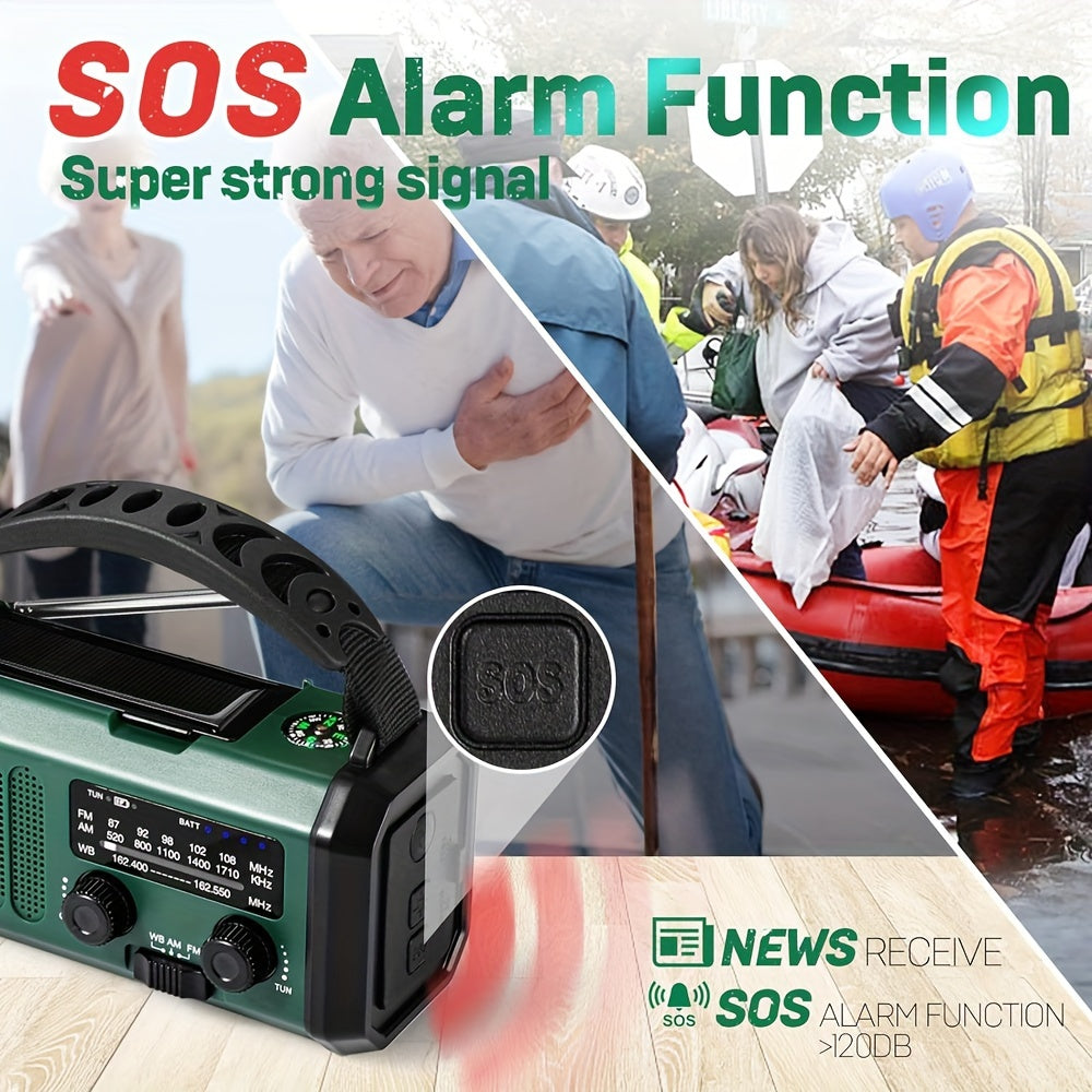 NNETM 10000mAh Solar-Powered Emergency Radio with Flashlight