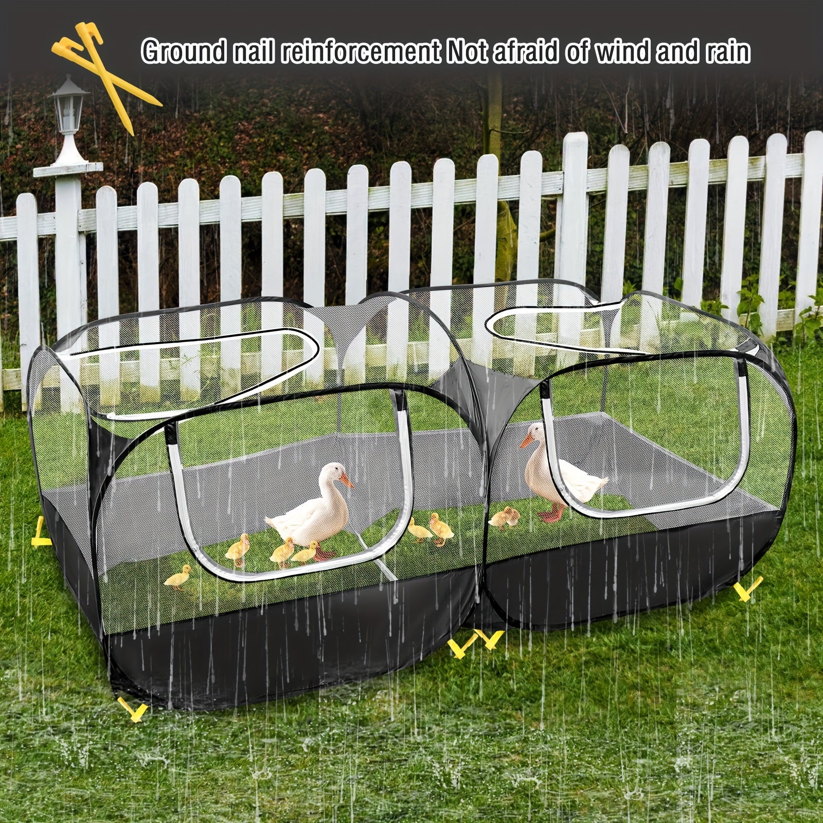 NNETM Large Foldable Chicken Pet Cage Tent with Mesh-2