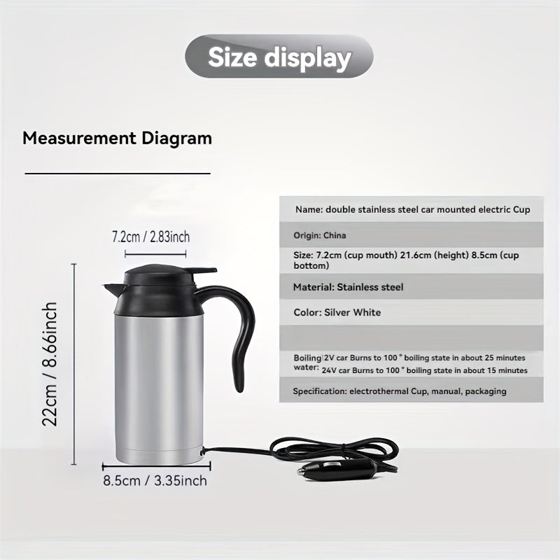 NNETM Car Electric Kettle Stainless Portable Boiler