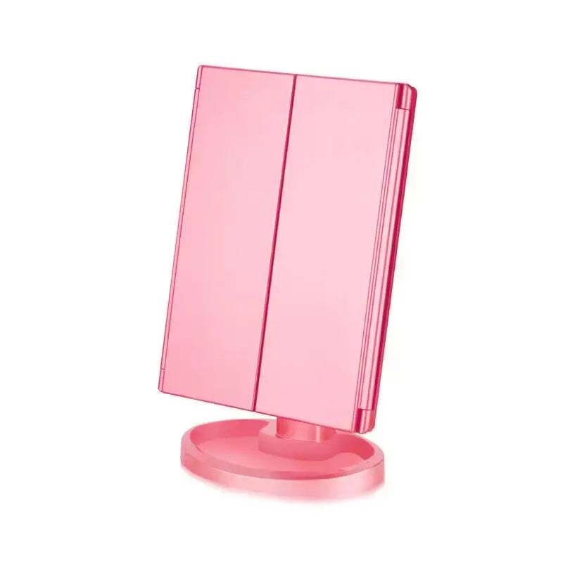 LED Lights 2X 3X Magnification Lighted Makeup Mirror,  Touch Control, Trifold Makeup Mirror, Rechargeable and dimmable light