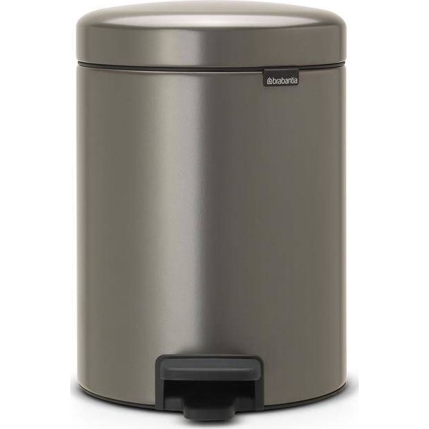 Brabantia NewIcon pedálos hulladékgyűjtő szagmentesen záródó Soft-Close fedél, műanyag tartály, 5L - W méret, acél, platinaszürke - 112683-0