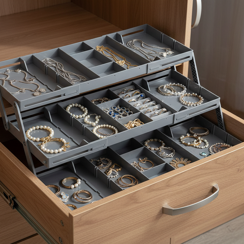 Expandable 3-Tier Drawer Organiser – Adjustable