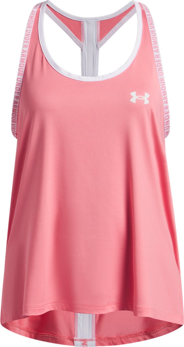 Under armor tech knockout tank-pnk girls sports shirt - bittersweet pink - white