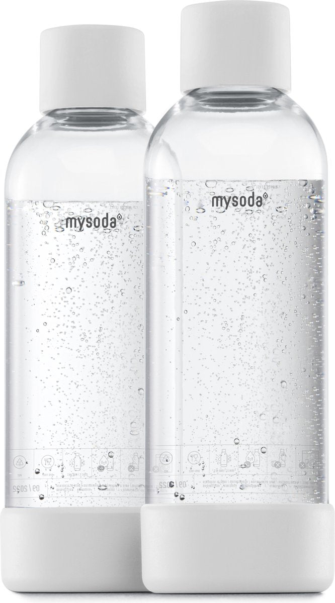 Mysoda - set of 2 reusable bottles of 1 liter - white - suitable for devices-0