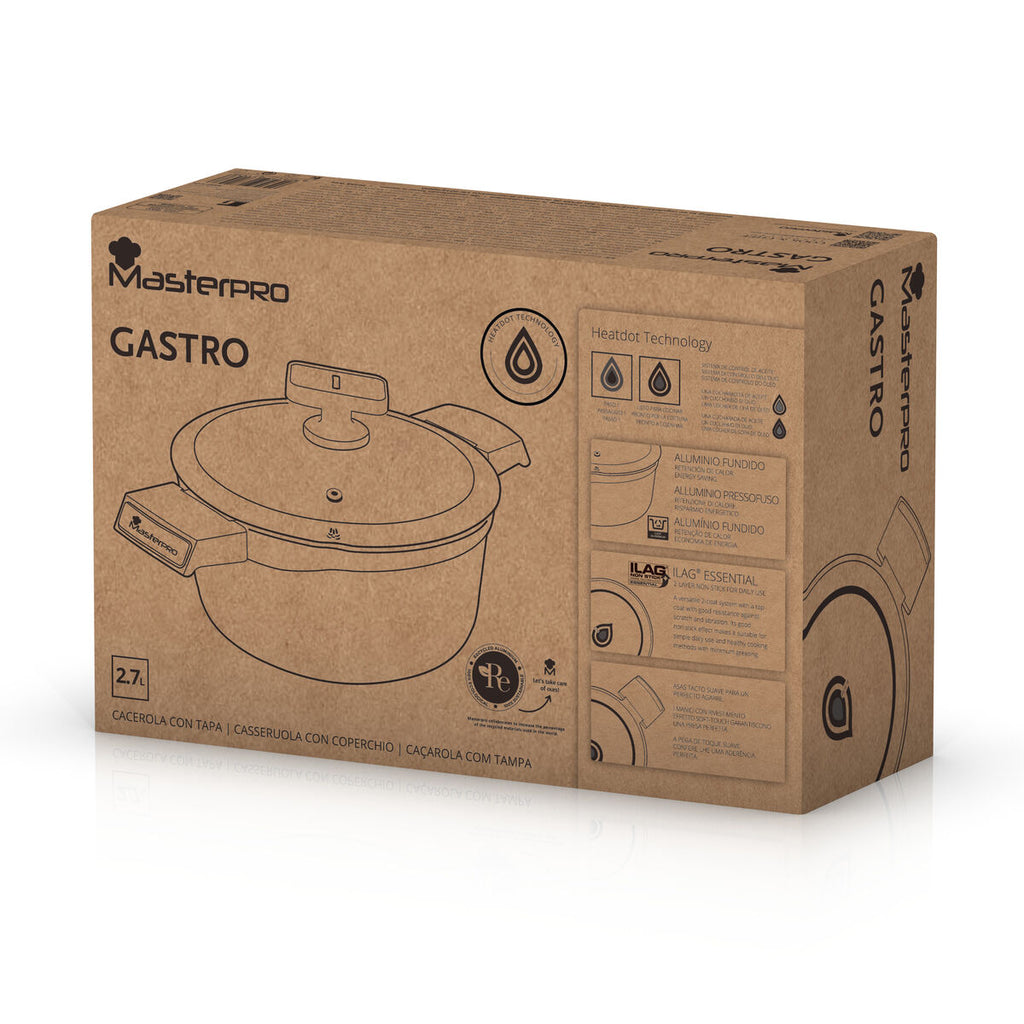 Casserole with lid Masterpro GASTRO REECO MP Black-1