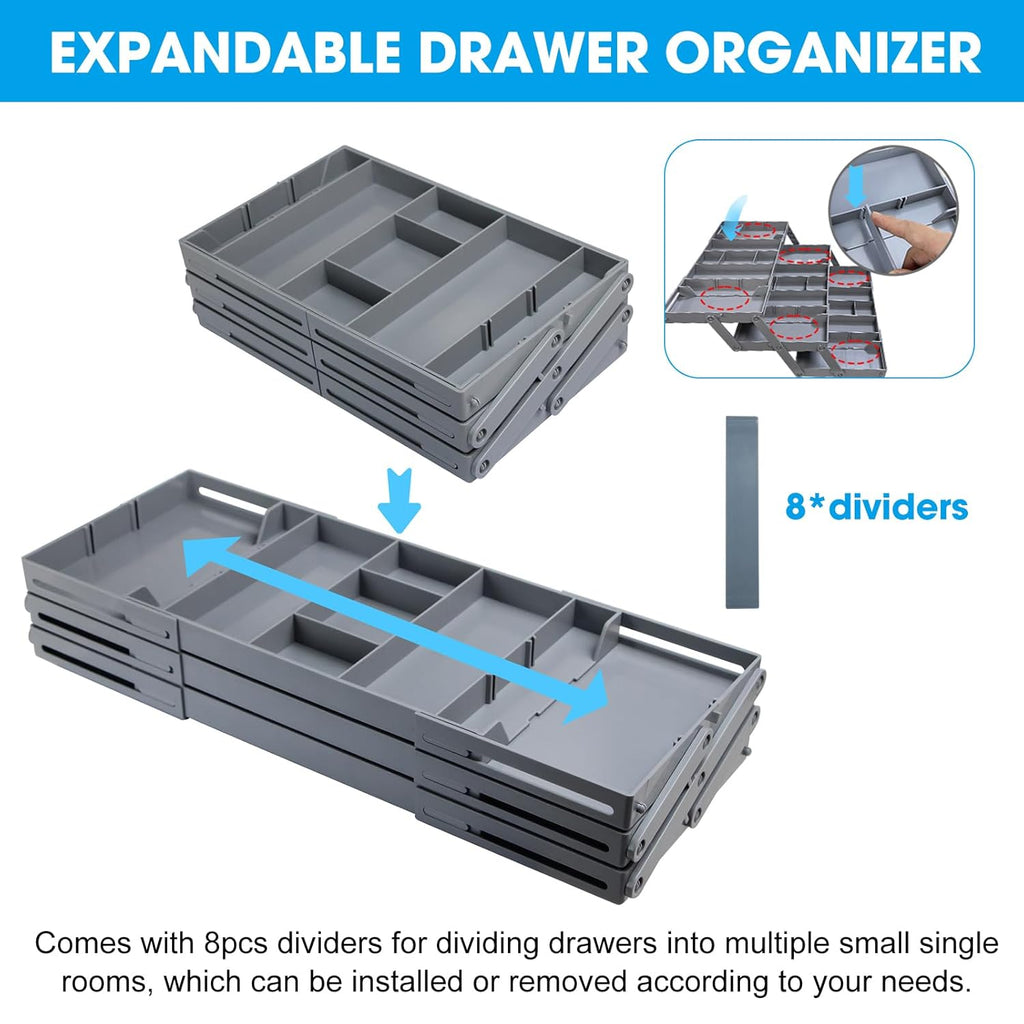 Expandable 3-Tier Drawer Organiser – Adjustable