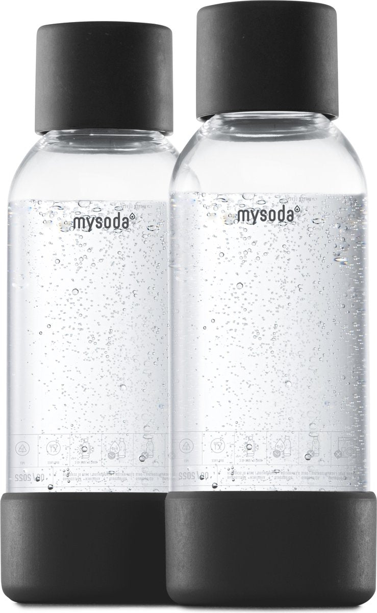 Mysoda - set of 2 reusable bottles of 0.5 liter - black - suitable for devices-0