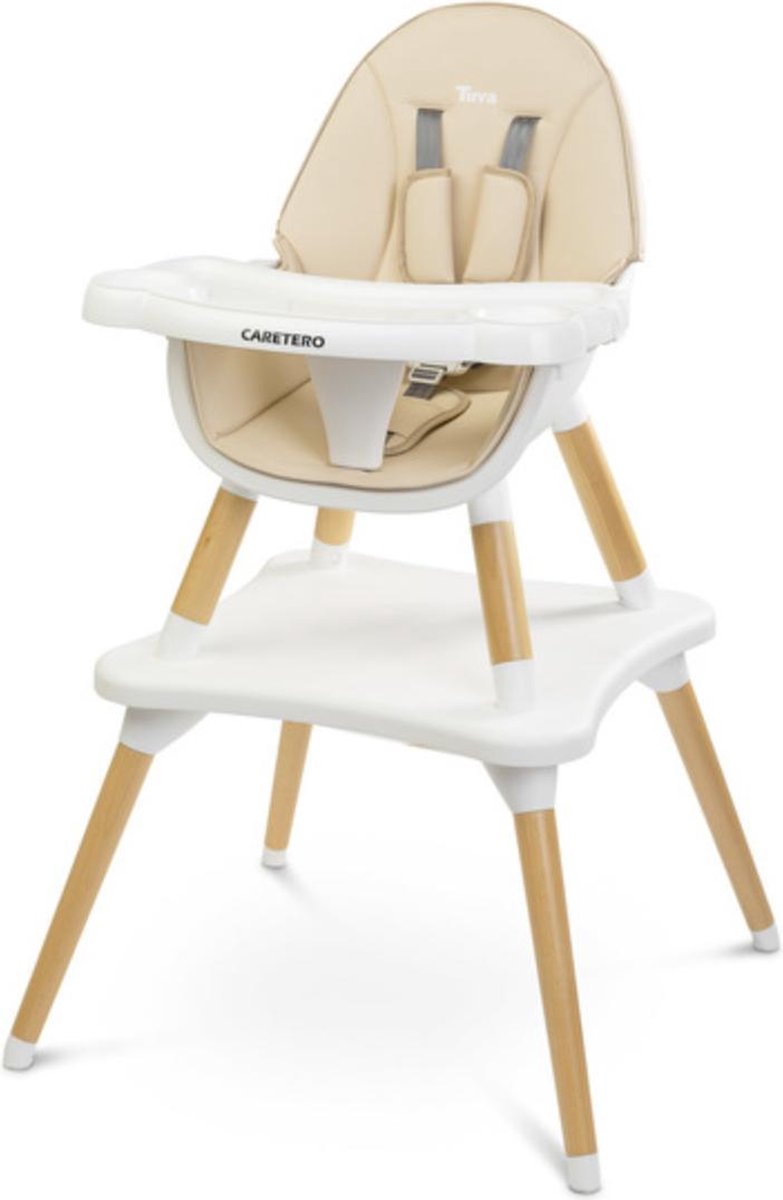 Caretero caratero tuva wooden high chair - 2 in 1 - high chair - dining chair - nursing chair - beige-0