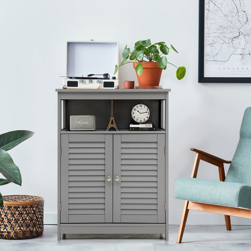 NNECW Storage Cabinet with Lamellar Doors and Shelf for Bathroom