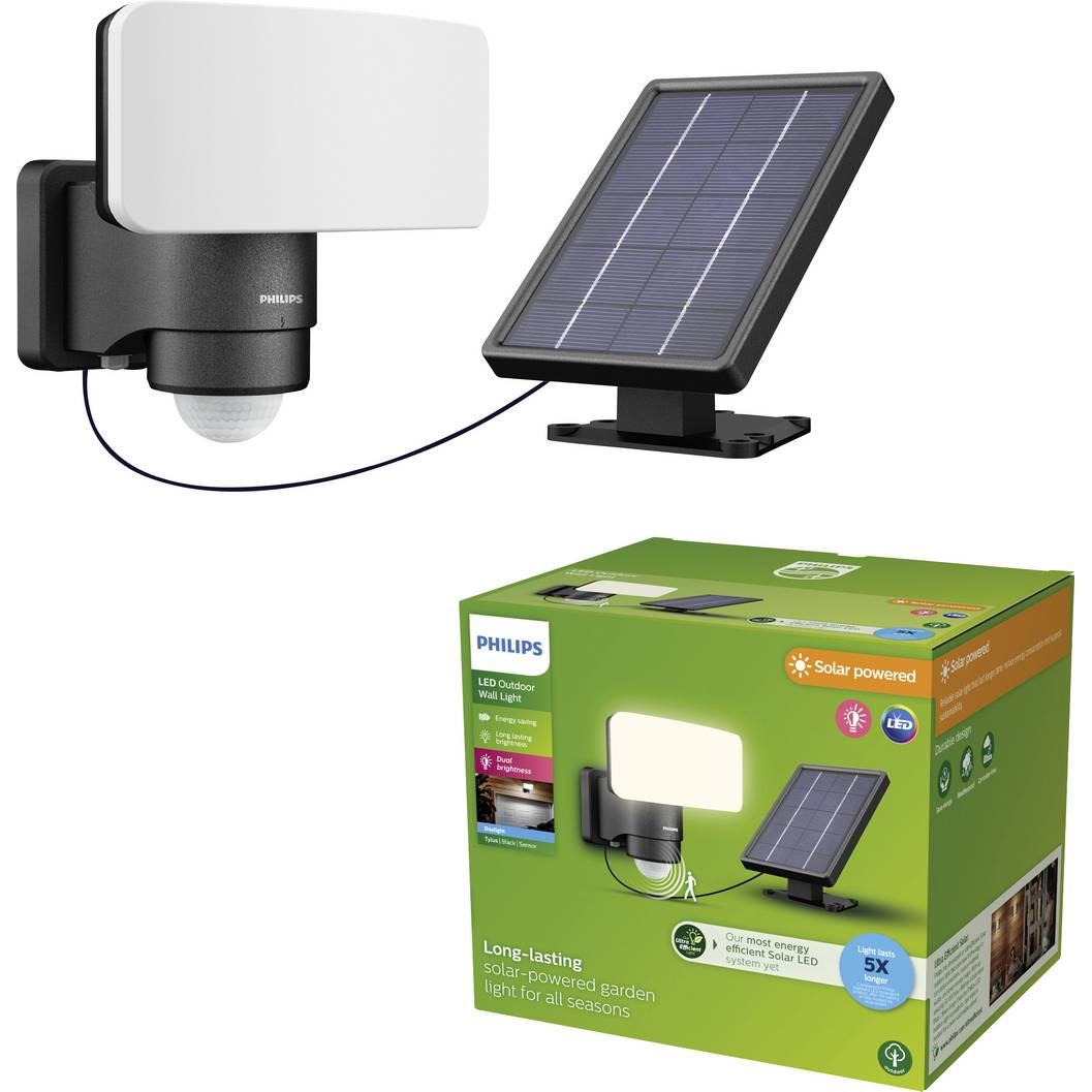 Philips Tylus  Napelemes kültéri fali lámpa mozgásjelzővel LED 6 W Fekete (929004632401)-0