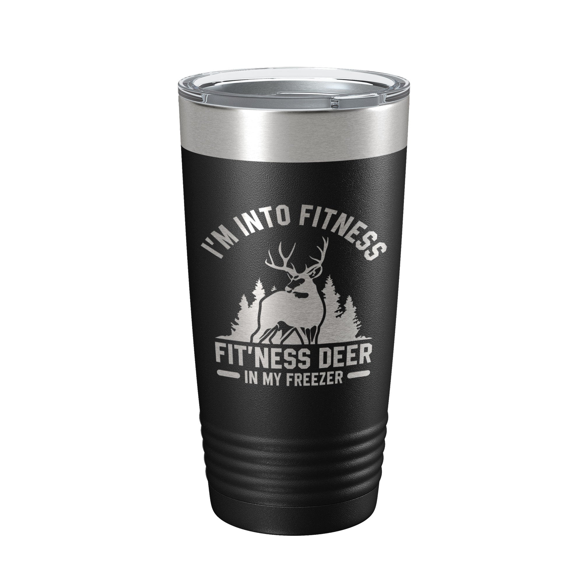 Deer Hunter Funny Tumbler Travel Mug I'm Into Fitness Fitting This Deer In My Freezer Insulated Laser Engraved Hunting Gift Coffee Cup 20 oz-5