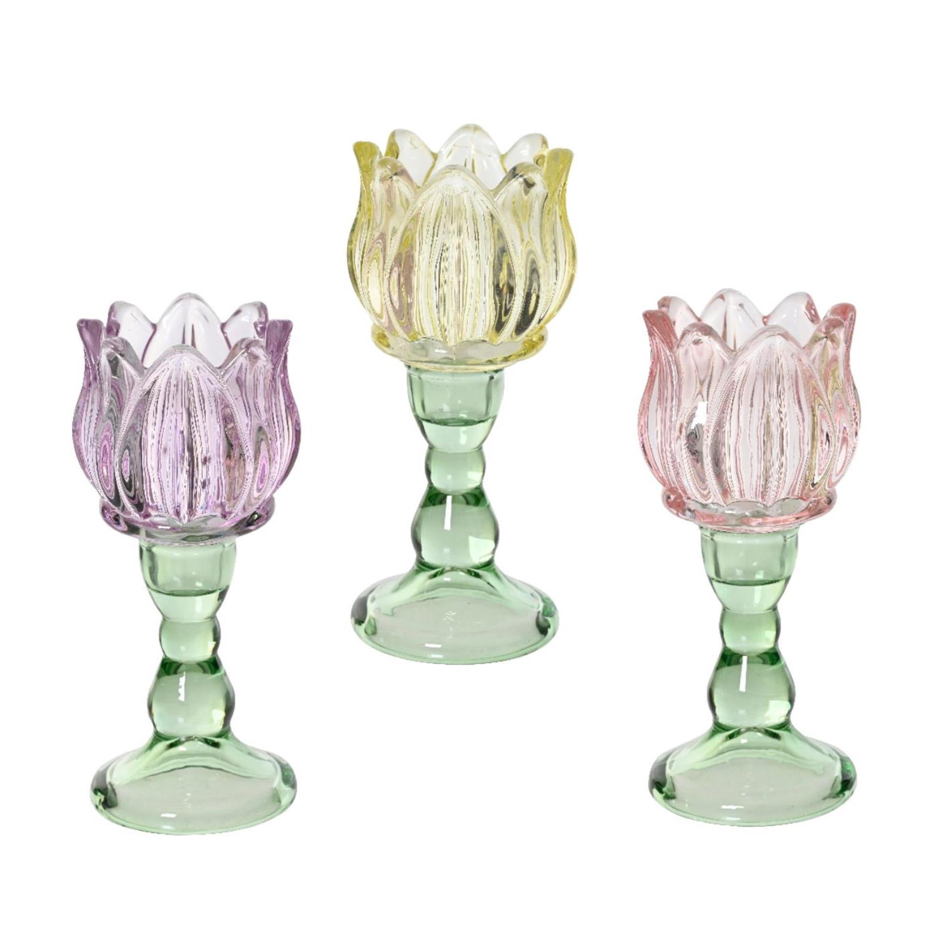 Decoris tealight holder glass tulip h16cm-0